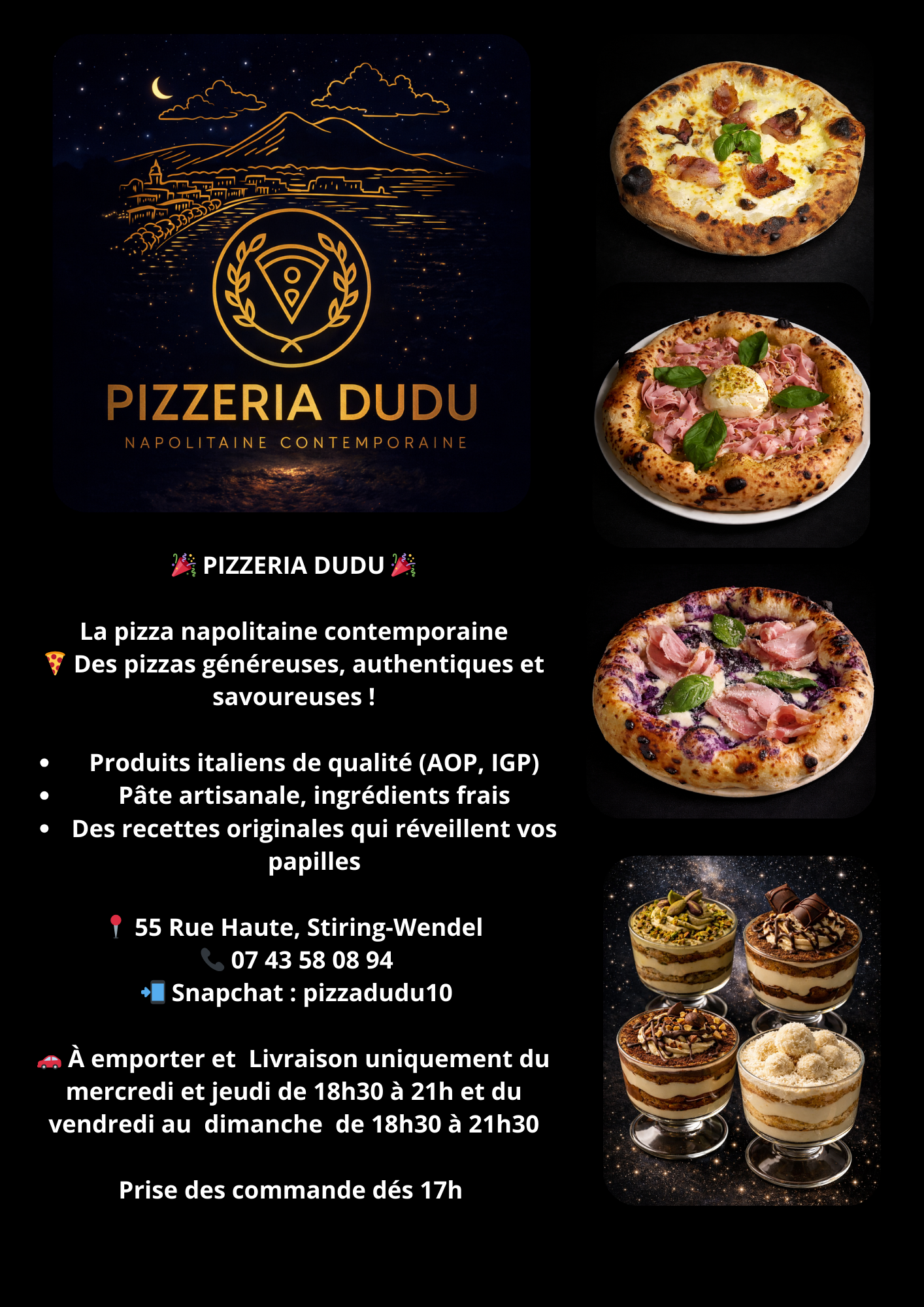 Présentation de la Pizzeria Dudu et informations pratiques